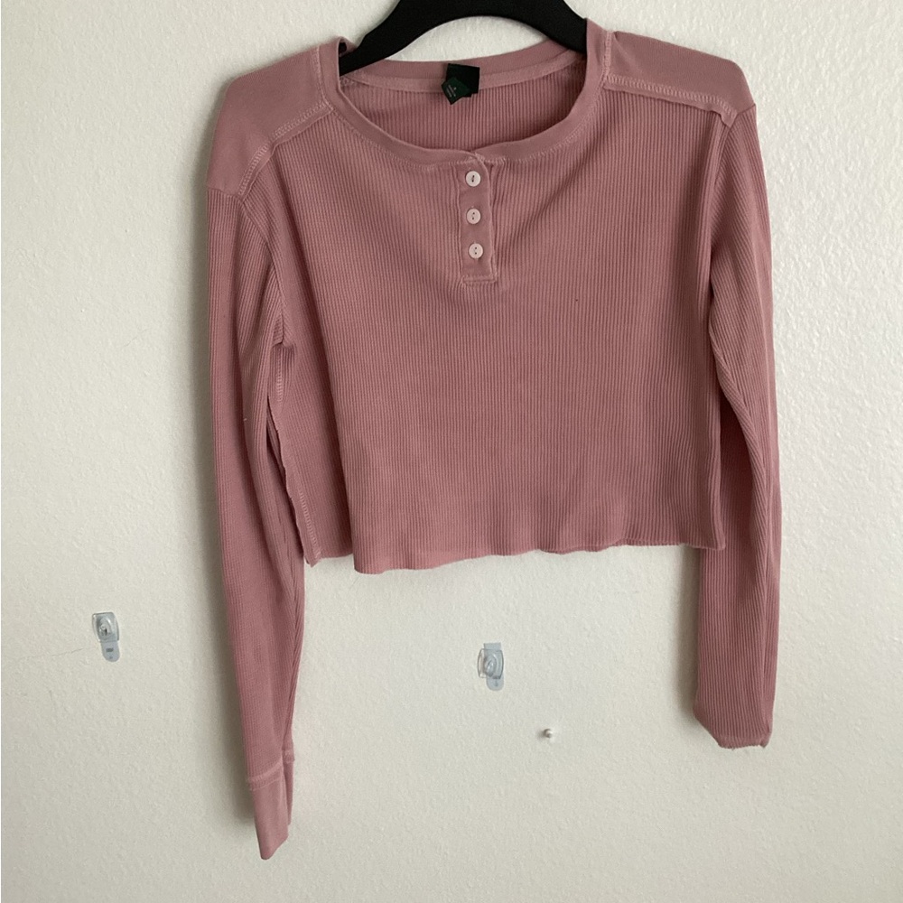 NWOT Wild fable woman’s size small dusty rose/pink long sleeve crop top